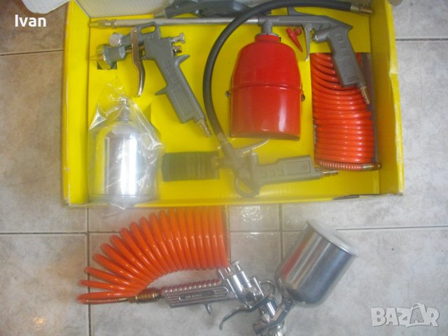 Нов Немски Комплект 5 бр. Пневматични Инструменти Старо Качество 1998г/Пистолет За Боядисване-Италия