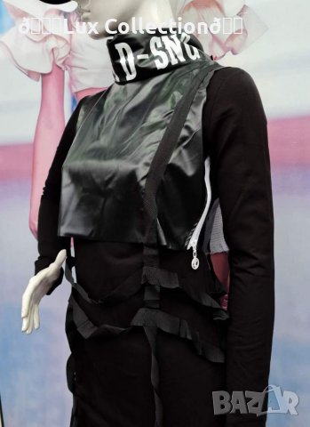 Дамска атрактивна луксозна рокля с подвижна кожена част, снимка 4 - Рокли - 39143152