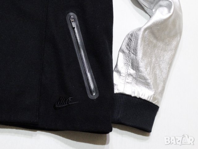 Nike Destroyer Butterfly Black Wool Silver Leather Jkt Дамско Яке Естествена Кожа+Вълна Размер L, снимка 5 - Якета - 44225112