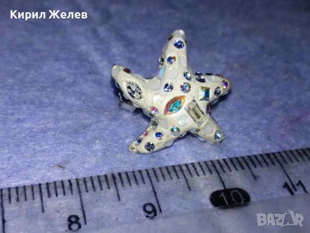 СРЕБЪРНА МАРКОВА ОБЕЦА ЗВЕЗДА СРЕБРО 925 с ИСКРЯЩИ СКЪПОЦЕННИ КРИСТАЛИ и КАМЪНИ и БЯЛ ЕМАЙЛ 27136, снимка 6 - Обеци - 40921576