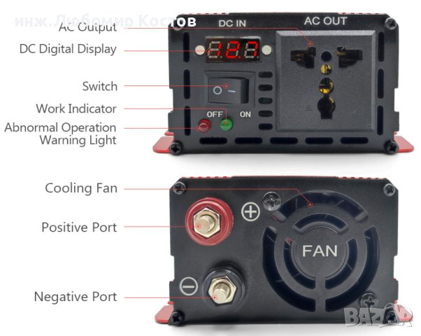 Инвертор DC 24v с чиста синусоида DC 24v към AC 220V 3000W /За Тирове и Соларни панели/, снимка 3 - Друга електроника - 41721743