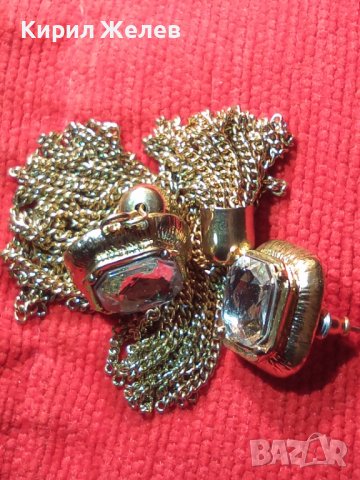 ЗЛАТИСТИ ВИНТИДЖ МОДЕЛ КРИСТАЛНИ ОБЕЦИ 24787, снимка 7 - Обеци - 34339658