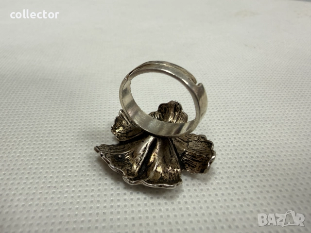 Сребърен пръстен с флорален мотив - Магнолия. №7795, снимка 6 - Пръстени - 52928409