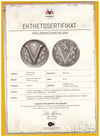 НОРВЕЖКИ БРОНЗОВ ПЛАКЕТ /МЕДАЛ/  С ПОКРИТИЕ ОТ ❗️ЧИСТО СРЕБРО❗, снимка 4 - Нумизматика и бонистика - 53297027