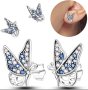 Дизайнерски модел сребърни обеци Пандора пеперуди с кристали,колекция"Butterflies"/, снимка 1 - Колиета, медальони, синджири - 42139809