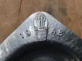 Стар метален пепелник от неръждавейка с маркировки, снимка 3