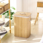 Кош за дрехи, бамбуков кош за пране с капак, 40x30x60 см, снимка 1