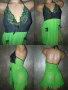 Секси къса нощничка от тюл в зелено и черно L, снимка 1 - Бельо - 42095084