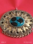 ОВАЛЕН МЕДАЛЬОН в АФГАНИСТАСКИ СТИЛ УКРАСЕН с СИНЯ ИНКРУСТАЦИЯ и ЧЕРНИ КАМЪНИ 52153, снимка 2