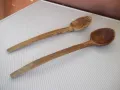 Лот от 2 бр. лъжици дървени стари, снимка 1