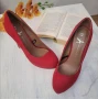 Стилни червени дамски обувки на ток номер 39, снимка 2