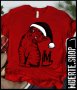Червена дамска тениска с щампа CUTE CHRISTMAS CAT 2 за Коледа