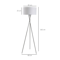 Лампа Homcom 48x162x48 cm E27 сребристо бяла, снимка 3 - Настолни лампи - 36426931