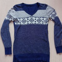 Красив пуловер с вълна в състава, S/M размер, снимка 1 - Блузи с дълъг ръкав и пуловери - 35786217