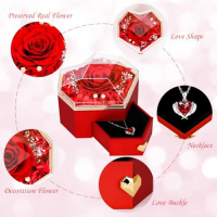 Нов Луксозен Подарък за Жени - Роза и Медальон с Ангелски Крила, снимка 4 - Други - 44571813