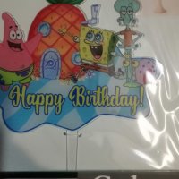 спондж боб Спонджбоб Квадратни гащи spongebob пластмасов топер украса табела за торта рожден ден, снимка 2 - Други - 35791388