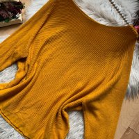 Тънък пуловер горчица, снимка 2 - Блузи с дълъг ръкав и пуловери - 39459921