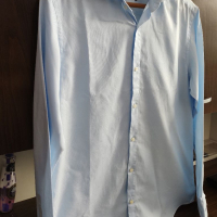 Оригинална светло синя мъжка риза s. Oliver Selection, slim fit , снимка 7 - Ризи - 36309584