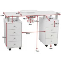 Маса за маникюр с прахоуловител Distal 120 x 47 x 75,6 см - 32W, снимка 6 - Педикюр и маникюр - 44165314