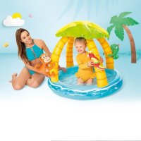 Бебешки басейн,  Intex, С палмови сенки и животни, Многоцветен, 102 см x 86 cм, снимка 2 - Надуваеми играчки - 40576148