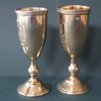 ЧИФТ Руски чашки сребърни 84 с ПОЗЛАТА Москва 19ти век чаша, снимка 8 - Други ценни предмети - 34620706
