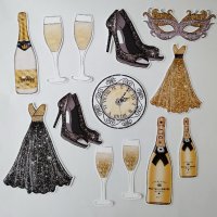 Изрязани елементи от картон New Year's Ball 13 бр - R070, снимка 1 - Други - 42670568