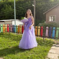 Дантелена бална рокля в лилаво, снимка 1 - Рокли - 41418340