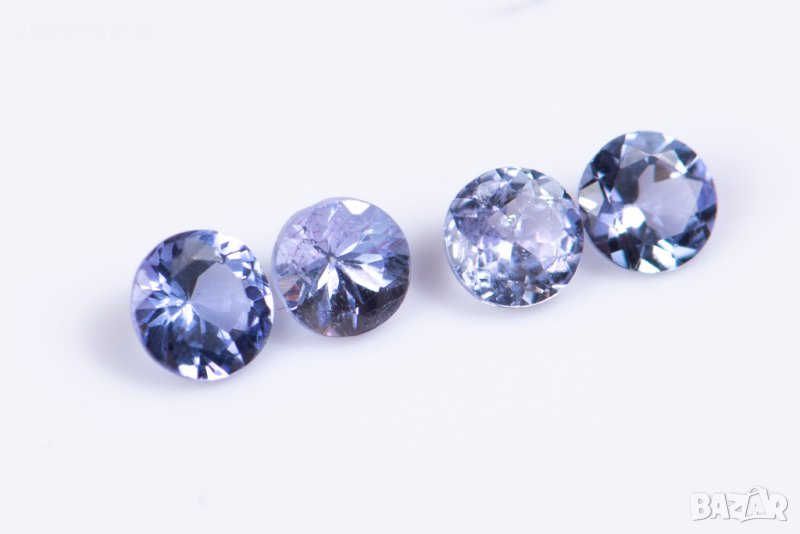 4 броя танзанит 0.76ct 3.3mm кръгла шлифовка №4, снимка 1