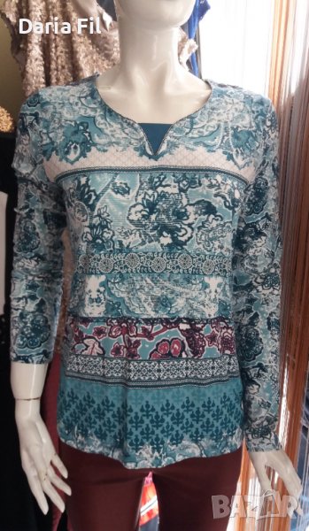 Блуза трико в зелен пейсли принт, снимка 1