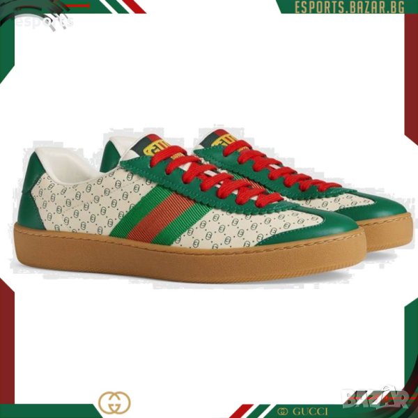 Мъжки кецове Gucci Dapper Dan GG Print White Green Web Sneakers 45 нови, снимка 1