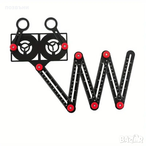 Многофункционална сгъваема линийка за локализиране на дупки в плочки и измерване на ъгли, снимка 1