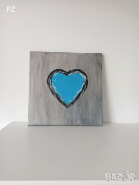 Картина със синьо сърце, снимка 1