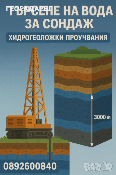 Сондаж за вода.Търсене на вода с георадар, и багети., снимка 1