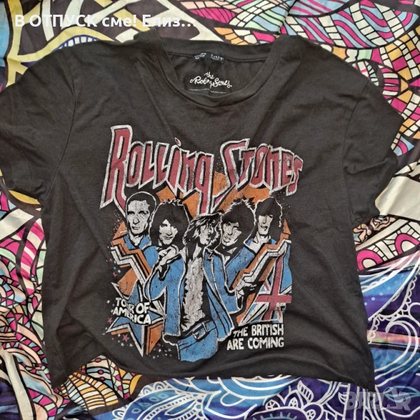 Кропната скъсена оригинална винтидж тениска на ROLLING STONES, снимка 1