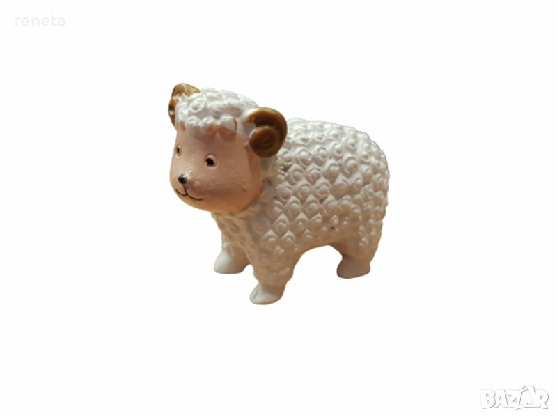 Статуетка Агънце, Керамична, Бяла,  4х4 см., снимка 1