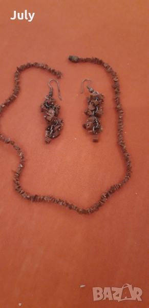 Колие и обици от тигрово око, снимка 1