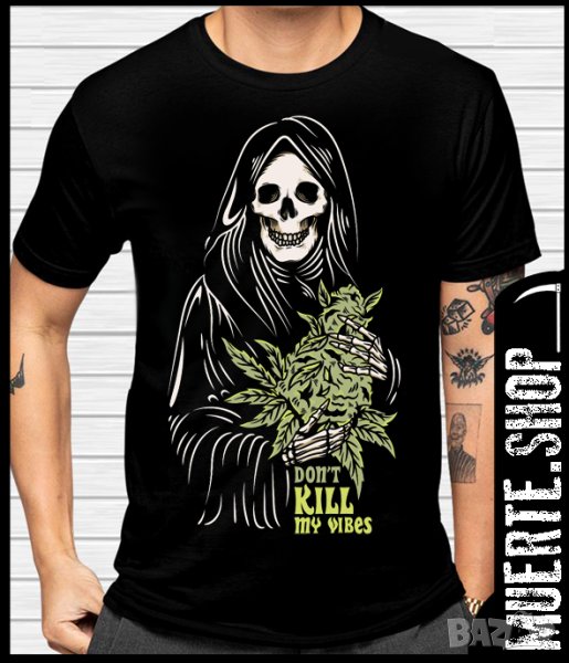 Черна тениска WEED REAPER, снимка 1