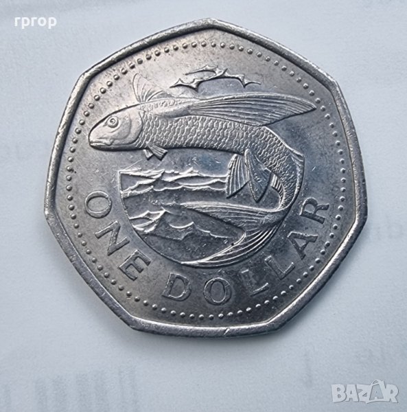 Монета . Карибски басеин . Барбадос . 1 долар. 1988 година., снимка 1