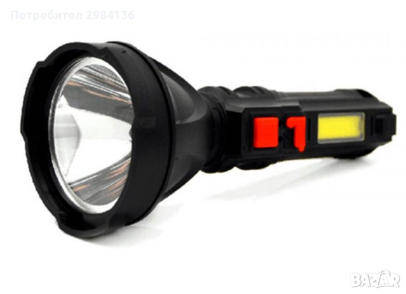 МОЩЕН LED ФЕНЕР- ПРОЖЕКТОР С ВГРАДЕНА БАТЕРИЯ (1W LED + 1W COB), снимка 1