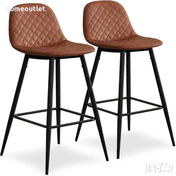 ПРОМОЦИЯ Бар столове с дамаска от PU кожа C-BUDC061BR, снимка 1
