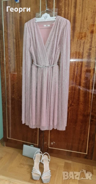 рокля, комплект с обувки, дамска чантичка и колие с обеци , снимка 1