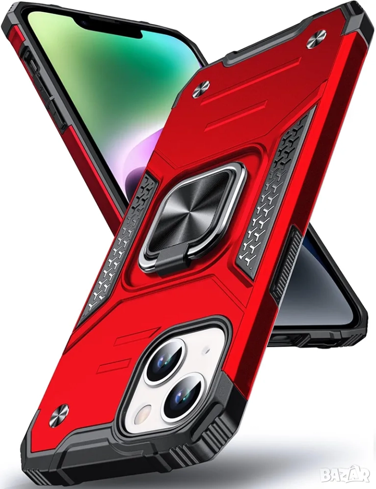 Промо! Удароустойчив кейс за iPhone 15, 14, 13 – Червен, DASFOND Armor, снимка 1