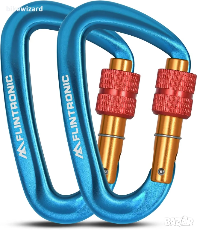 Карабинери с винтово заключване 12KN, тежки, товароносимост 1200 кг – сини, 2 бр. НОВИ, снимка 1