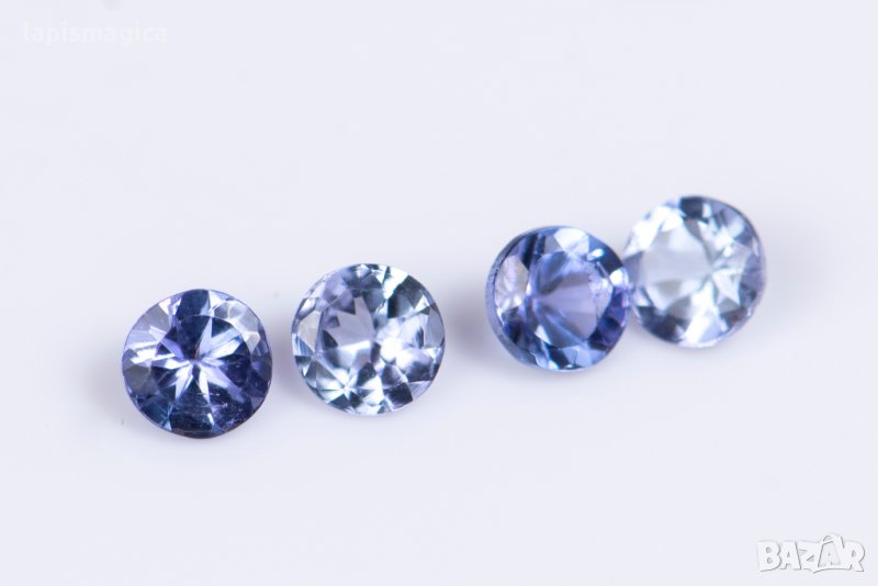 4 броя танзанит 0.67ct 3.2mm кръгла шлифовка №5, снимка 1