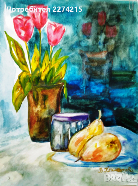 Натюрморт „Лалета и круши”, снимка 1