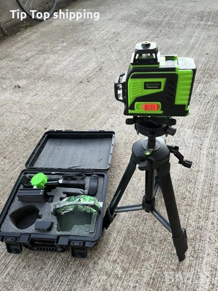 4D Лазерен Нивелир с 16 Линии (Четири Точков), Самонивелиращ се, със Зелен Лазер с тринога, снимка 1