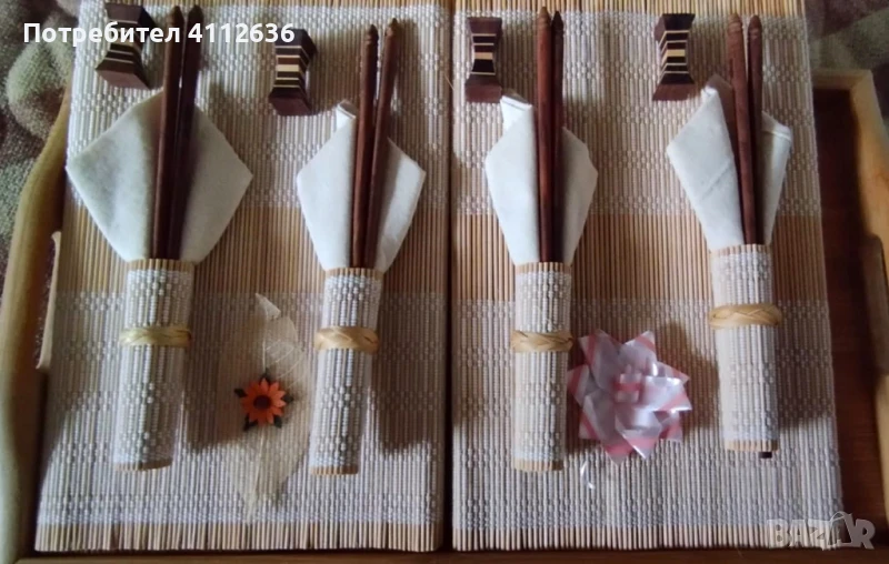 Комплект японски дървени клечки за хранене за четирима, снимка 1