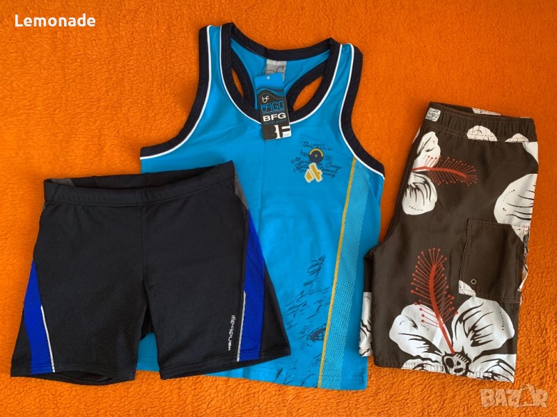 Бански 2 чифта за момче 134, подарък нов потник памук, снимка 1