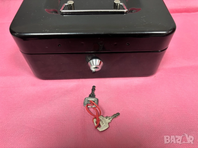 Преносима метална кутия за пари и ценности 200х160х90 мм, Черна, снимка 5 - Кутии за съхранение - 52594366