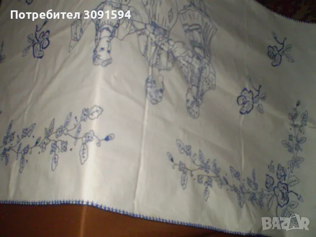  Бродиран  гоблен    ръчна синя бродерия, снимка 3 - Други ценни предмети - 48437231